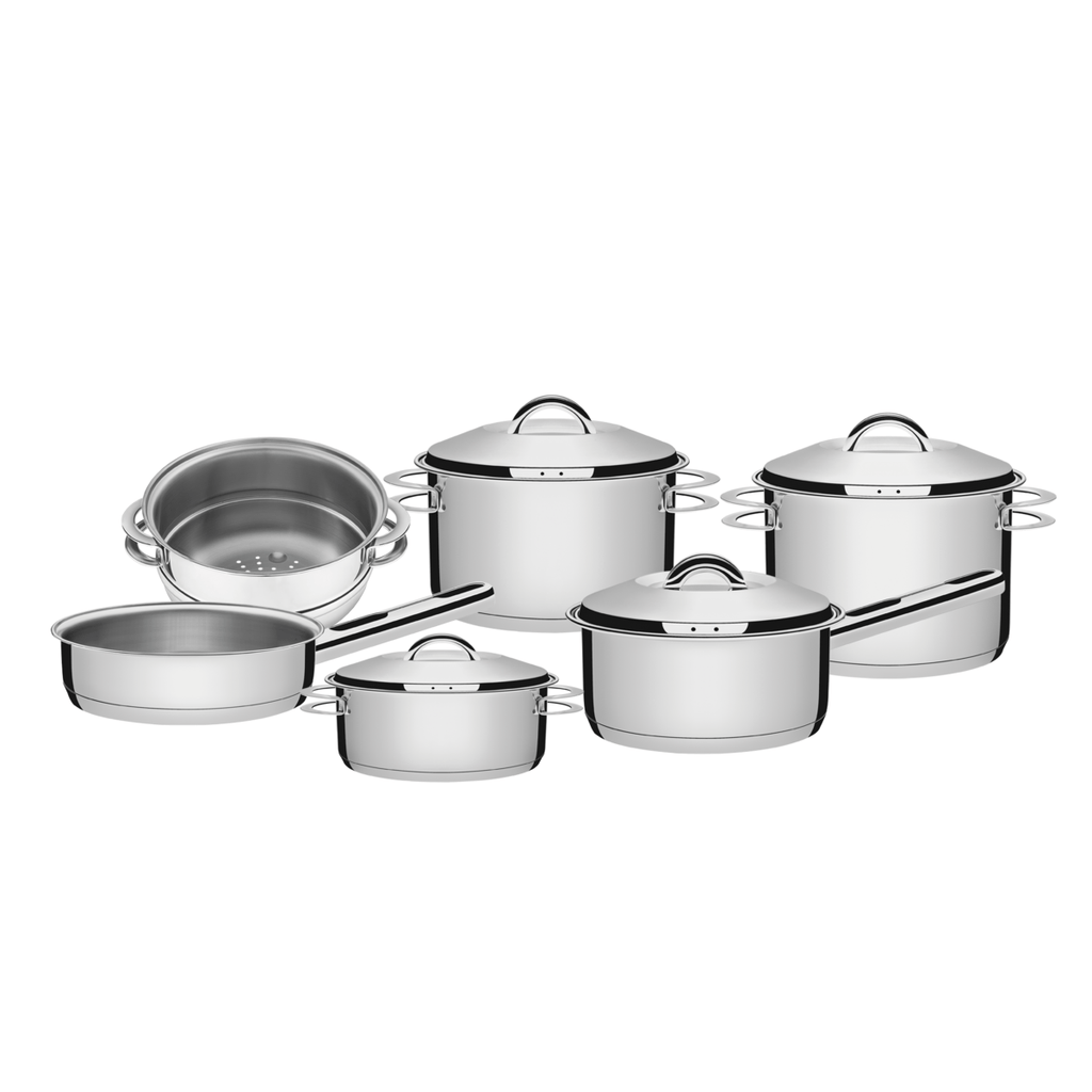 Batería de cocina Solar con Cozi - Vapor · Acero inoxidable · 6 piezas - Essencials