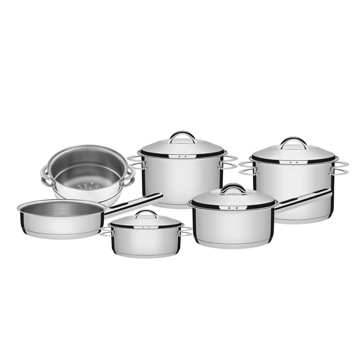 Batería de cocina Solar con Cozi - Vapor · Acero inoxidable · 6 piezas - Essencials